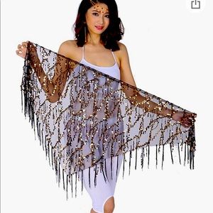 Belly Dance Sequin Triangle Hip Scarf / black / used good condition